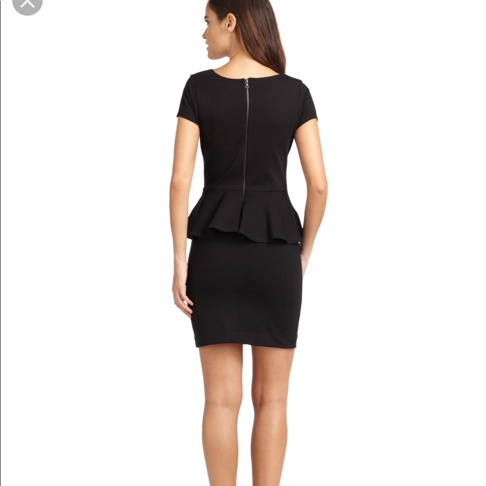 Faux suede black peplum bodycon dress - Picture 2 of 8